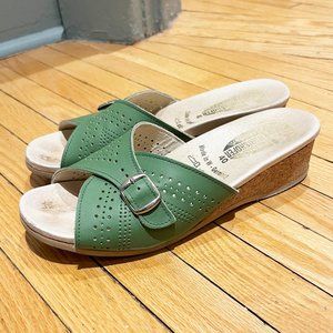 Green Wedge Sandals - Size 9 - Slides - Warishofer